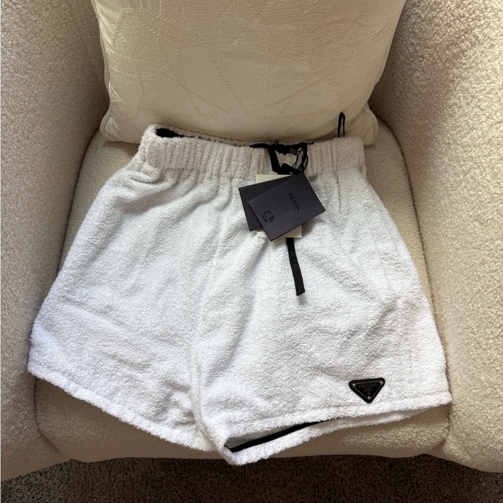 Prada Women's White Athletic Terry Shorts